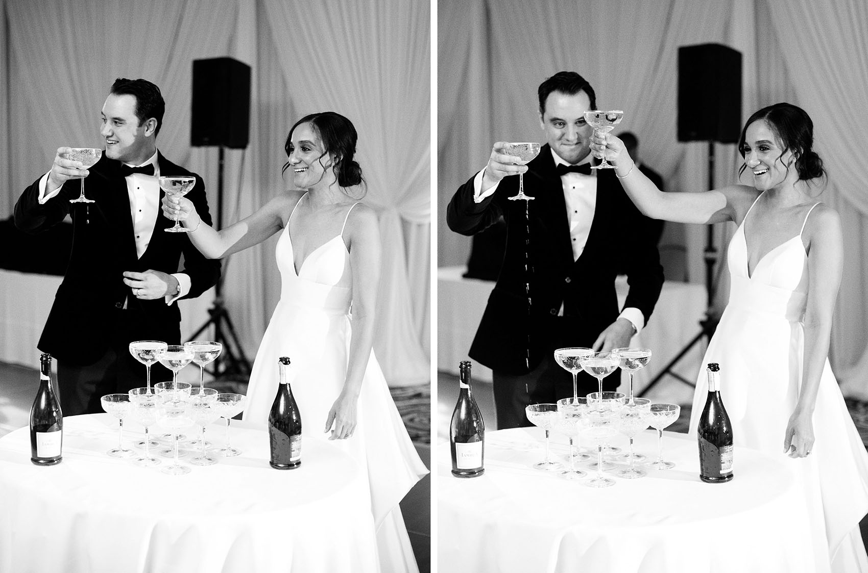 a ritz carlton chicago wedding with a champagne tower