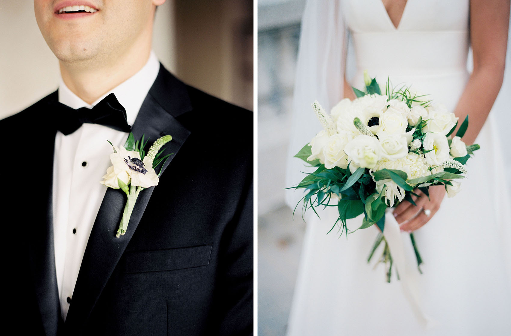 green and white wedding bouquets