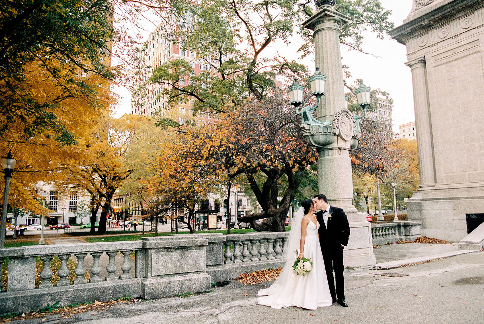 chicago film wedding photographer in the fall