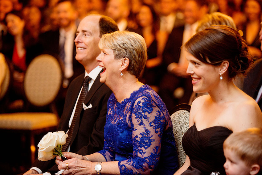 mom laughing during ceremony at the chicago athletic association hotel