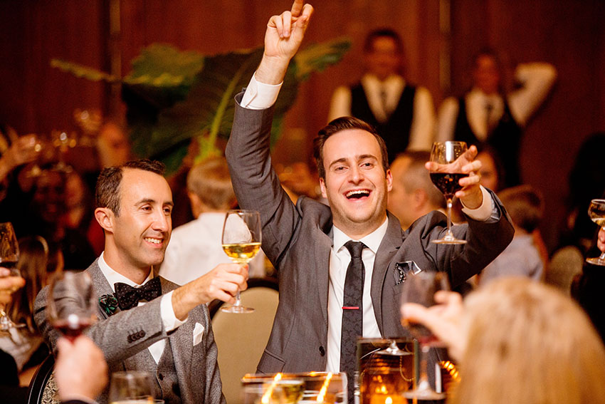 toast reactions at chicago athletic association hotel wedding
