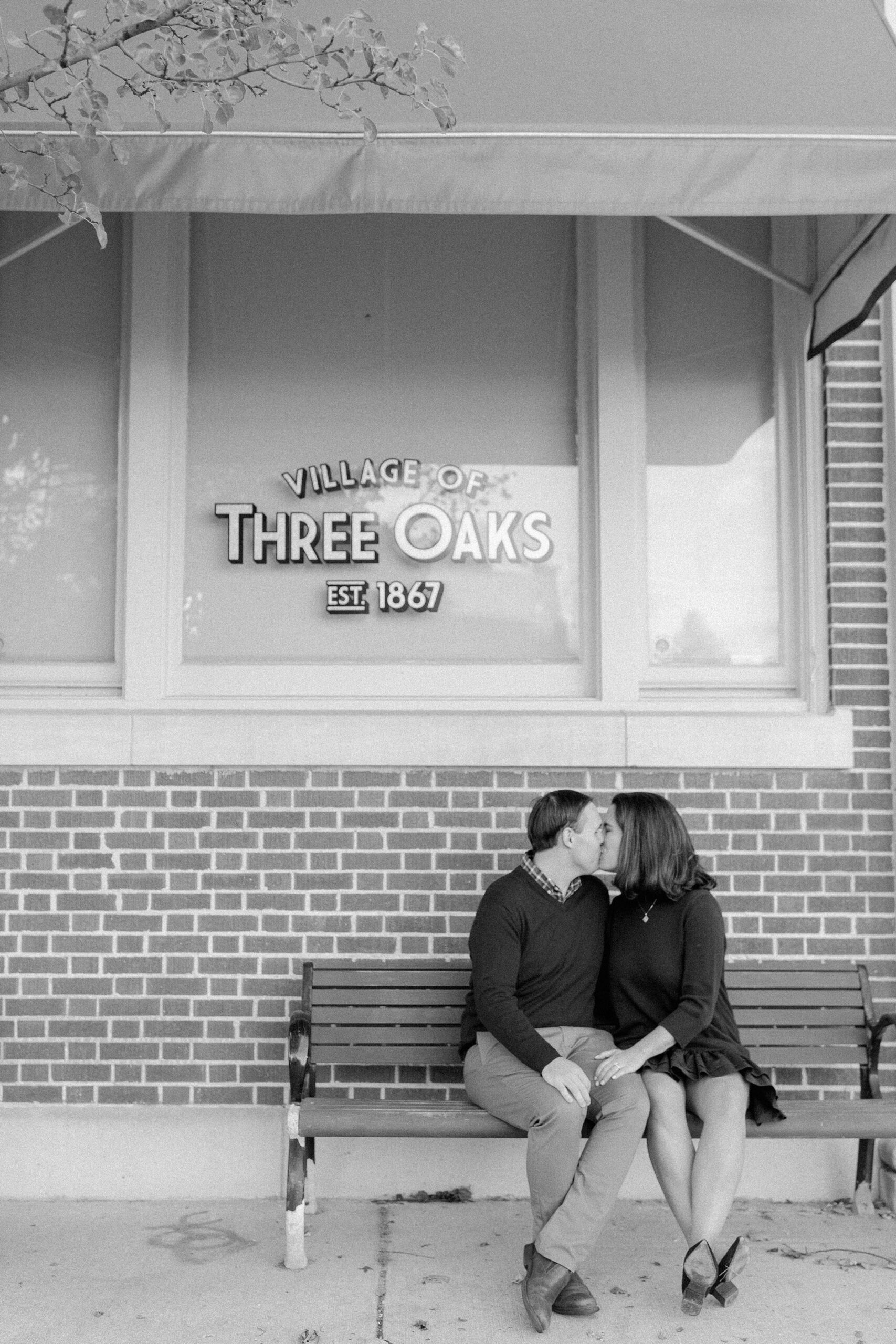 engagement photos in downtown three oaks michigan