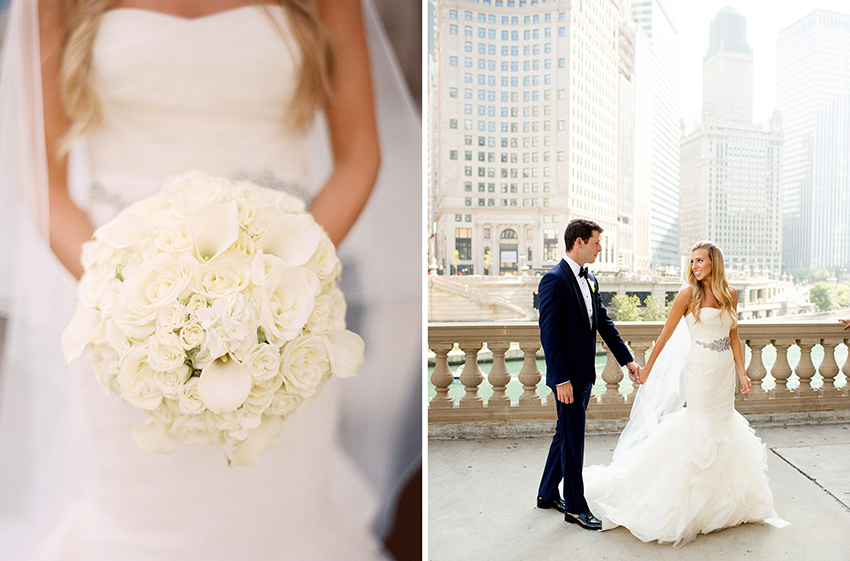 all white wedding bouquet in chicago
