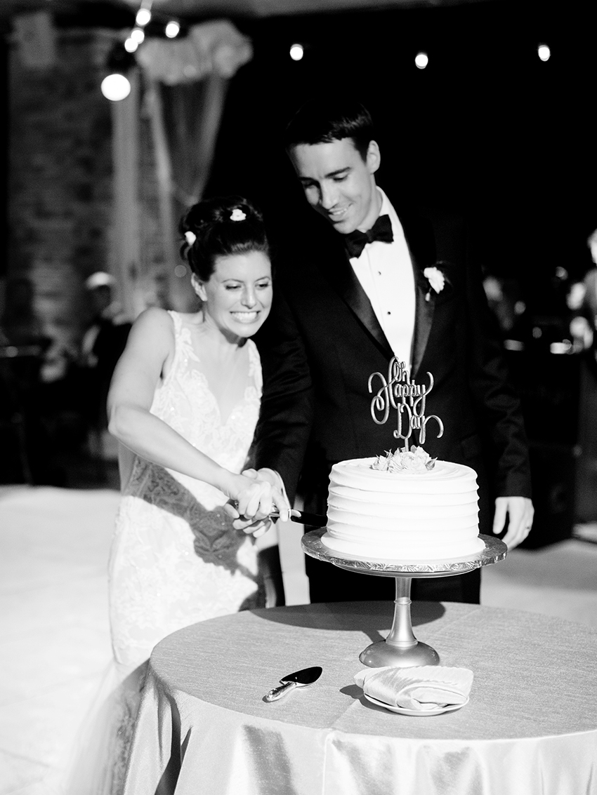 cake cutting at chicago botanic garden wedding